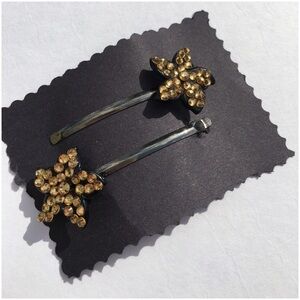 Topaz Crystal Flower Hair Pins